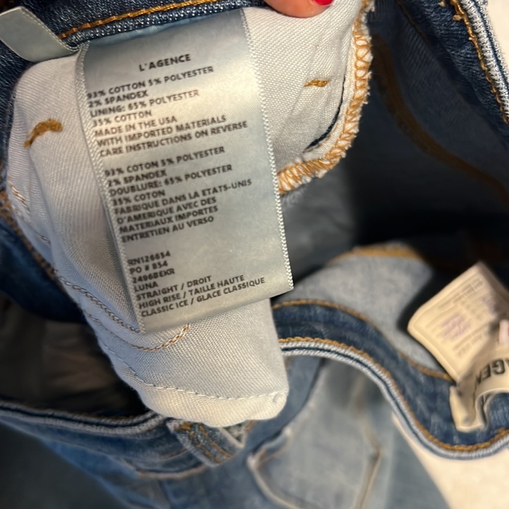 L’AGENCE Luna high rise straight droit jeans size 24 - Picture 3 of 5